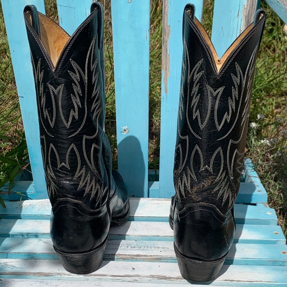 Vintage Justin Cowboy Boots Black size 11 1/2 D Made in USA - Picture 6 of 11